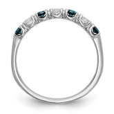 14K White Gold Blue & White Diamond Band - 7